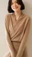 V-Neck Wrap Cashmere Sweater for Women