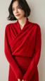 V-Neck Wrap Cashmere Sweater for Women
