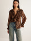 Women’s Leopard Print Ruffle Neck Blouse