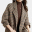 Classic Double Breasted Tailored Checkered Coat for Women