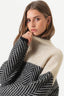 Comfortable Chevron Ribbed Turtleneck Knit Sweater for Women