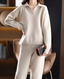 Cozy Polo Collar Knit Two Piece Lounge Set for Women