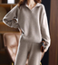 Cozy Polo Collar Knit Two Piece Lounge Set for Women