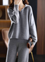 Cozy Polo Collar Knit Two Piece Lounge Set for Women