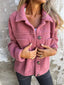 Casual Single Breast Button Fleece Jacket for Women