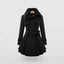 Double Breasted Belted Flare Dress Coat with Faux Fur for Women