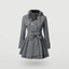 Double Breasted Belted Flare Dress Coat with Faux Fur for Women