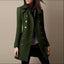 Double Breasted Mid Length Coat With Classic Collar for Women