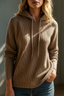 Lightweight Comfortable Ribbed Knit Hoodie for Women
