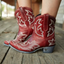 Cowboy Embroidered Ankle Boots for Women