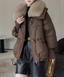 Faux Fur Collar Quilted Puffer Winter Jacket for Women