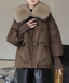 Faux Fur Collar Quilted Puffer Winter Jacket for Women