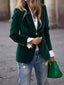 Faux Velvet Single Button Blazer Jacket for Women