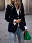 Faux Velvet Single Button Blazer Jacket for Women