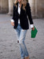 Faux Velvet Single Button Blazer Jacket for Women
