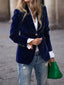 Faux Velvet Single Button Blazer Jacket for Women