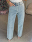 High Waisted Straight Leg Light Blue Jeans for Women