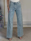 High Waisted Straight Leg Light Blue Jeans for Women