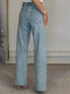 High Waisted Straight Leg Light Blue Jeans for Women