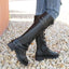 Knee-High Lace-Up Boots with Buckle Straps for Women