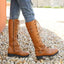 Knee-High Lace-Up Boots with Buckle Straps for Women