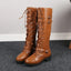 Knee-High Lace-Up Boots with Buckle Straps for Women