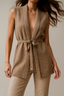 Belted Shawl Collar Wool Blend Knit Vest for Women