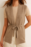 Belted Shawl Collar Wool Blend Knit Vest for Women