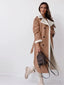 Long Faux Shearling Lined Belted Overcoat for Women