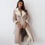 Long Faux Shearling Lined Belted Overcoat for Women