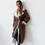 Long Faux Shearling Lined Belted Overcoat for Women