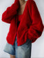 Soft Fuzzy Faux Fur Button Cardigan for Women
