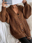 Oversized Cable Knit Button Front Cardigan for Women