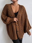 Oversized Cable Knit Button Front Cardigan for Women