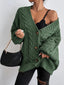 Oversized Cable Knit Button Front Cardigan for Women