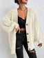 Oversized Cable Knit Button Front Cardigan for Women