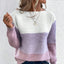 Comfortable Colorblock Boat Neck Knit Sweater for Women