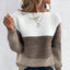 Comfortable Colorblock Boat Neck Knit Sweater for Women