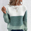 Comfortable Colorblock Boat Neck Knit Sweater for Women
