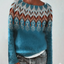 Patterned Crew Neck Long Sleeve Sweater for Women