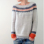 Patterned Crew Neck Long Sleeve Sweater for Women