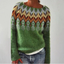 Patterned Crew Neck Long Sleeve Sweater for Women
