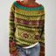 Patterned Crew Neck Long Sleeve Sweater for Women