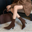 Pointed Sculpted Heel Mid-Height Suede Ankle Boots for Women