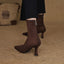 Pointed Sculpted Heel Mid-Height Suede Ankle Boots for Women