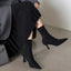 Pointed Sculpted Heel Mid-Height Suede Ankle Boots for Women