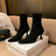 Pointed Sculpted Heel Mid-Height Suede Ankle Boots for Women