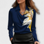 Shiny Draped Long Sleeve Button Front Blouse for Women