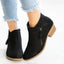 Side Zip Low Heel Suede Ankle Boots for Women