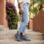 Side Zip Low Heel Suede Ankle Boots for Women